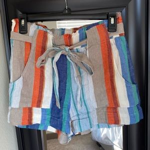 Multicolored Tie Front Shorts